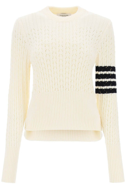 THOM BROWNE pointelle stitch merino wool 4-bar sweater