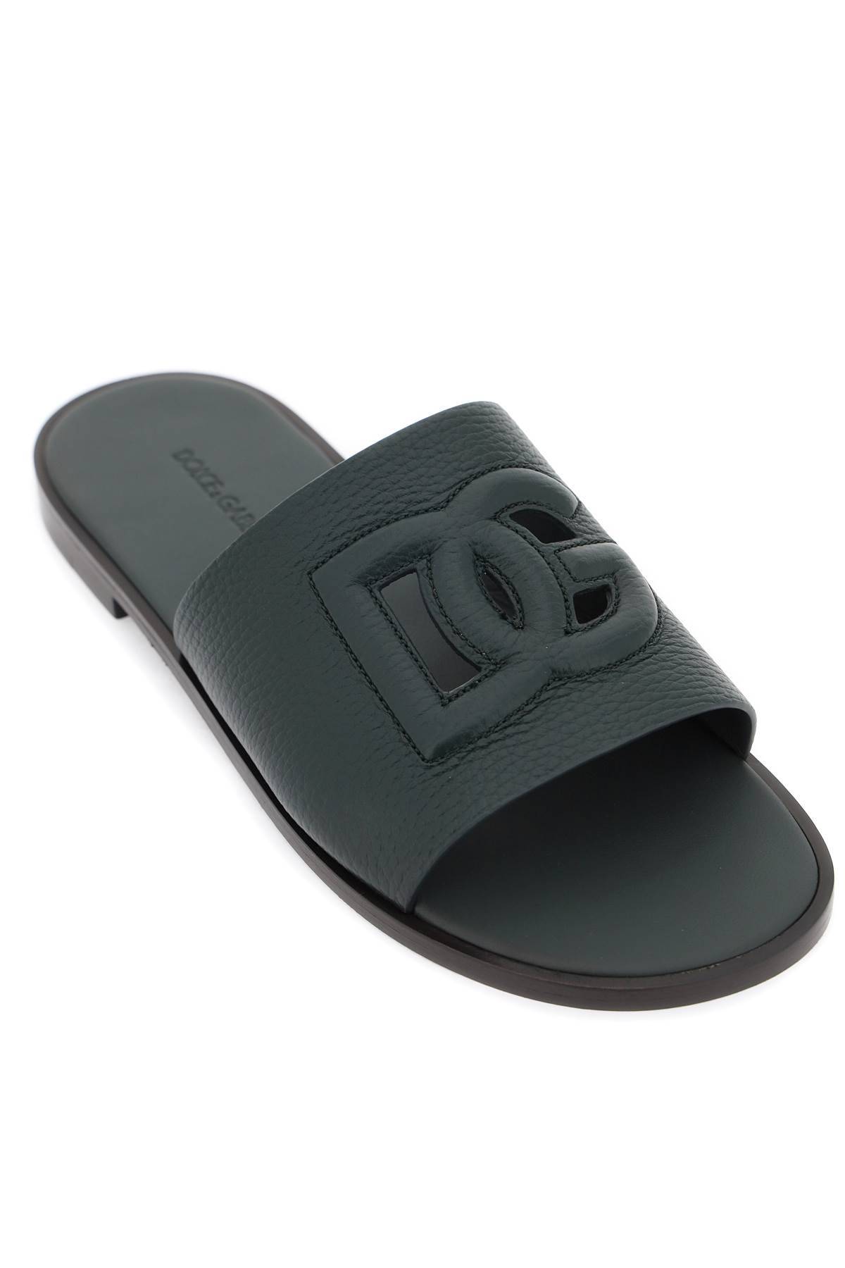 DOLCE & GABBANA cut-out logo leather slides