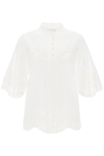 ZIMMERMANN junie tunic shirt with cutwork embroideries