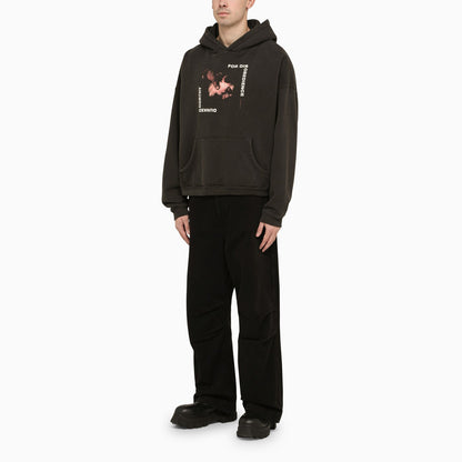 Enfants Riches Déprimés Black Cotton Hooded Sweatshirt With Print