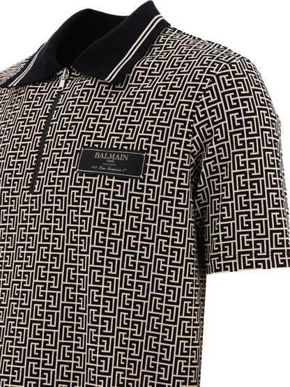 Balmain Monogram Zip Polo Shirt