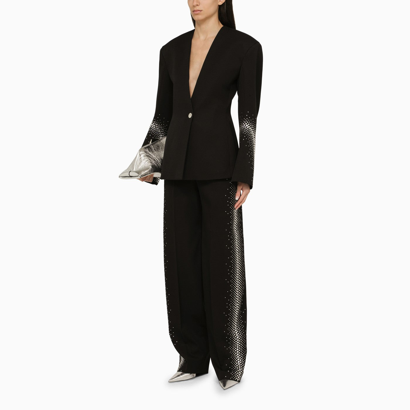 The Attico Black Wool Jagger Trousers With Thermostrass