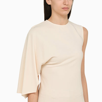 Stella Mc Cartney Chalk Coloured One Shoulder Viscose Sweater