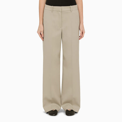 The Row Bremy Beige/Grey Wool Trousers