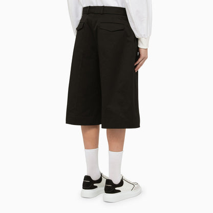 Alexander Mc Queen Black Baggy Cotton Bermuda Shorts