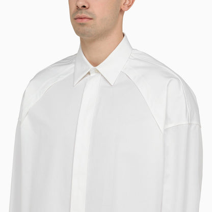 Alexander Mc Queen White Cotton Shirt With Ribbed Cuffs