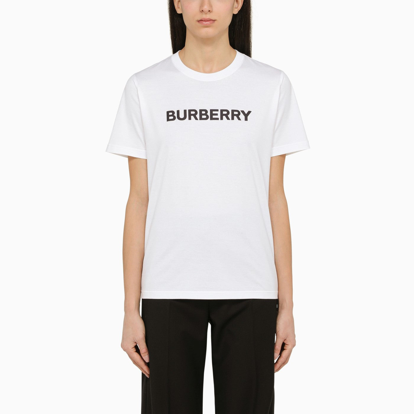 Burberry White Crew Neck T Shirt With Logo