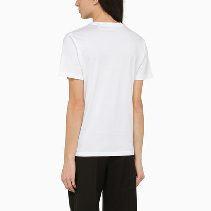 Burberry White Crew Neck T Shirt With Logo