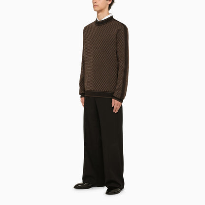 Balmain Brown Wool Turtleneck Sweater