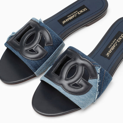 Dolce&Gabbana Blue Denim Slide With Logo