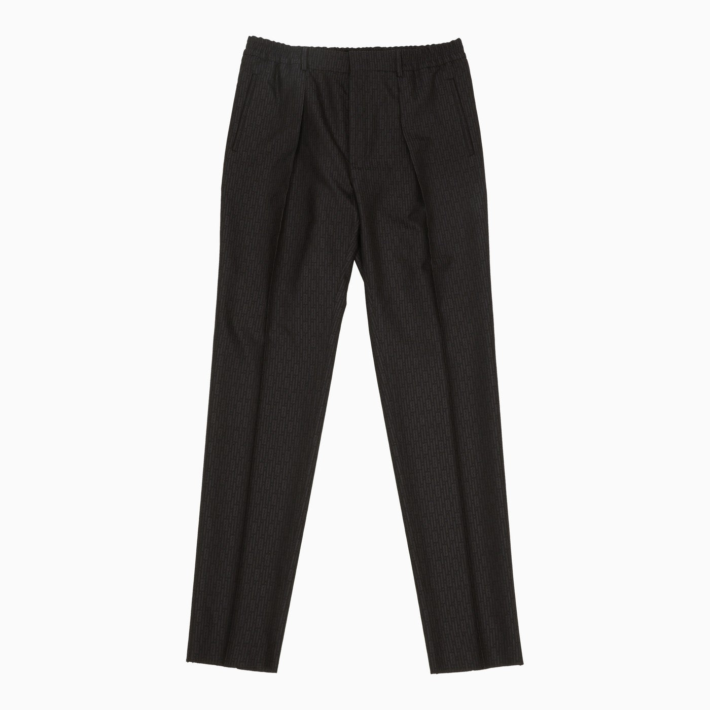 Fendi Blue Wool Regular Trousers