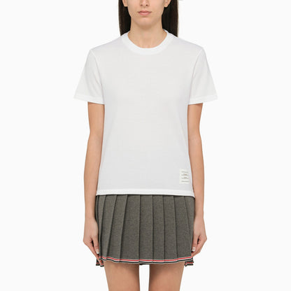 Thom Browne White T Shirt With Tricolour Detail