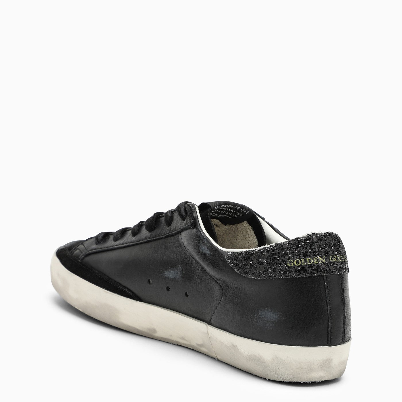 Golden Goose Deluxe Brand Super Star Black Low Trainer With Rhinestones