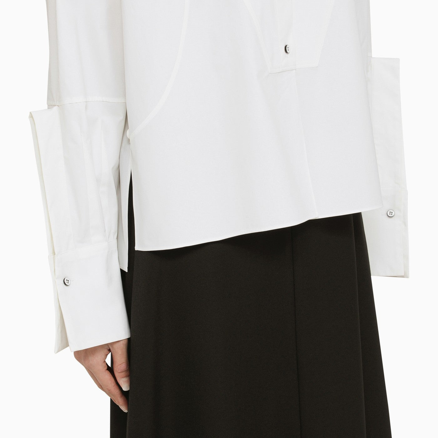 Jil Sander White Cotton Shirt With Details