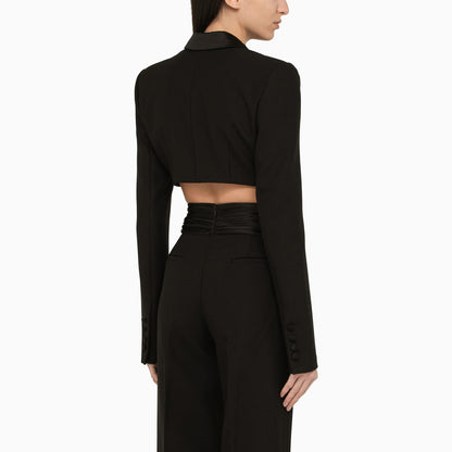 La Quan Smith Black Double Breasted Cropped Jacket