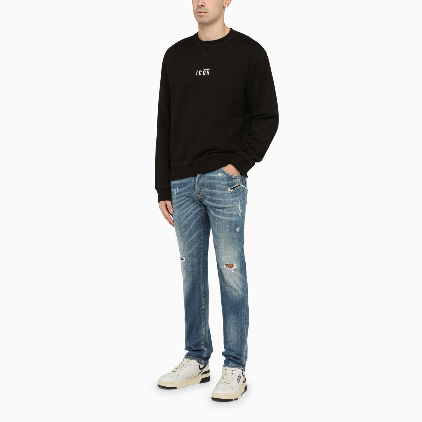 Dsquared2 Black Cotton Crewneck Sweatshirt