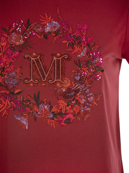 Max Mara Elmo Short Sleeved T Shirt With Embroidery