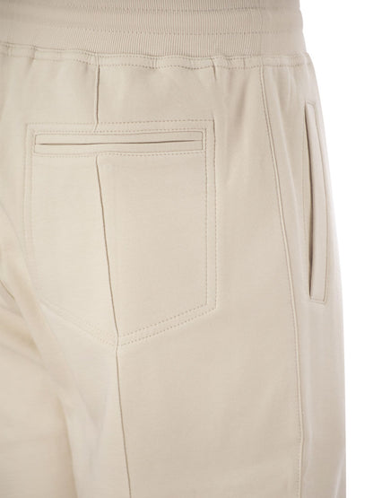 Brunello Cucinelli Techno Cotton Fleece Trousers With Crête