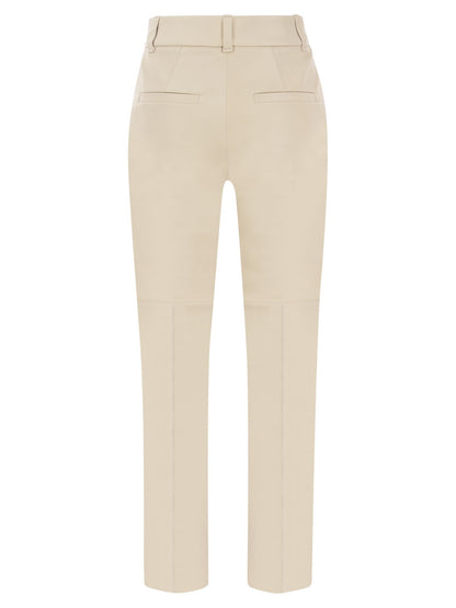 Brunello Cucinelli Stretch Nappa Leather Cigarette Trousers