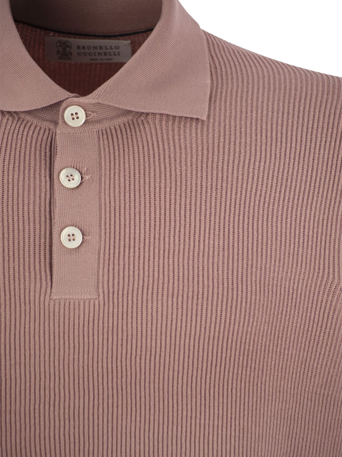 Brunello Cucinelli Ribbed Cotton Polo Style Jersey