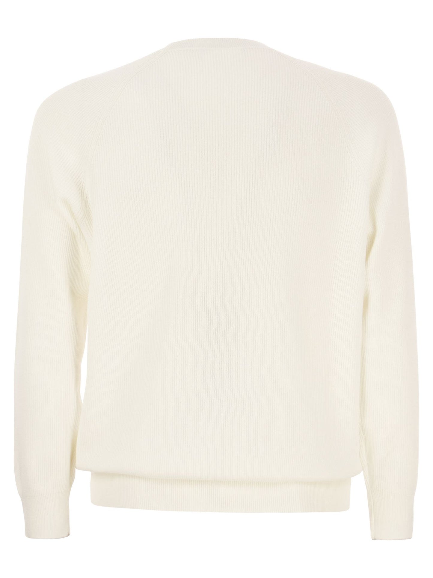 Brunello Cucinelli Cotton Rib Sweater With Raglan Sleeve