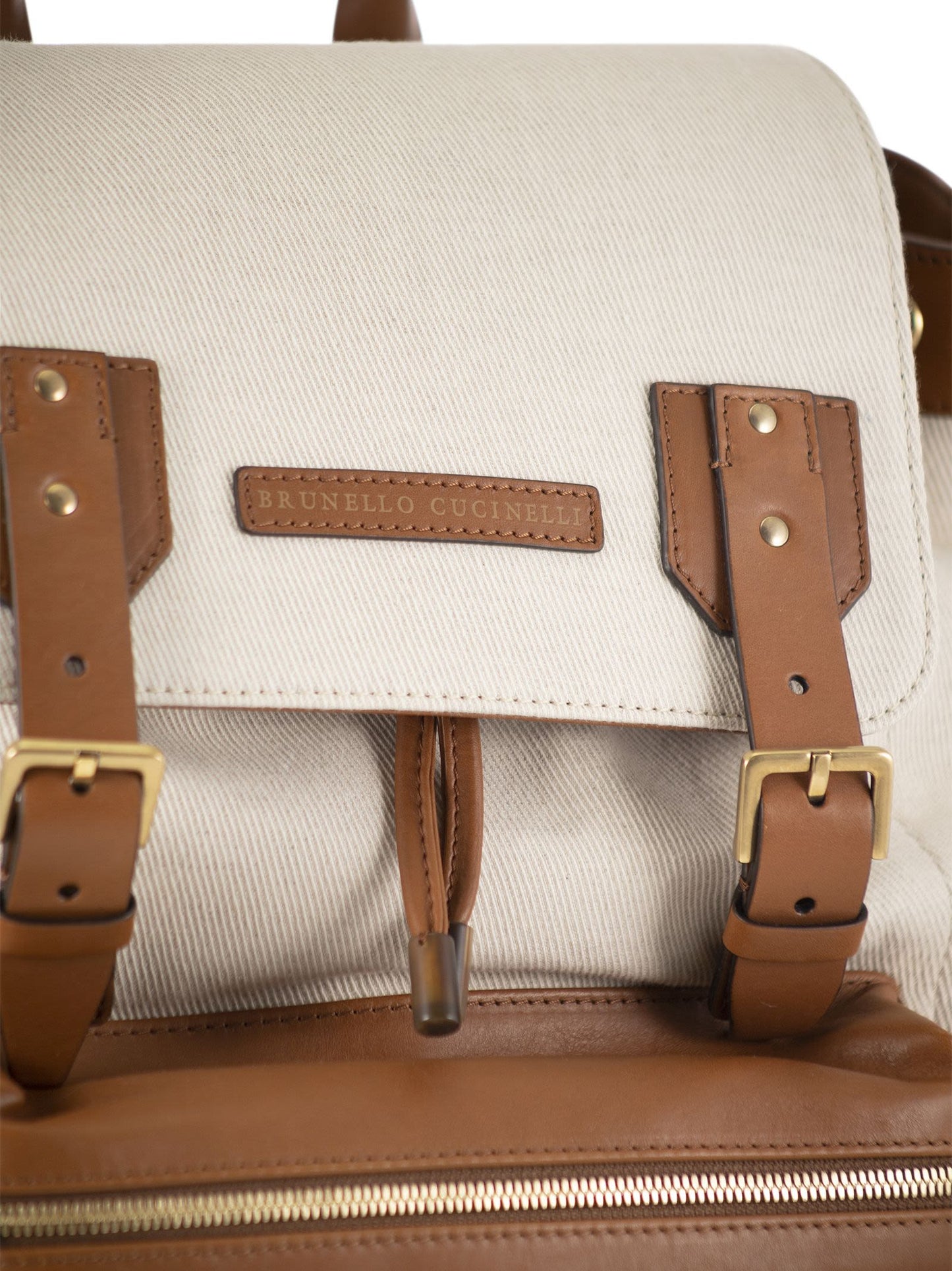 Brunello Cucinelli City Backpack In Leather And Fabric